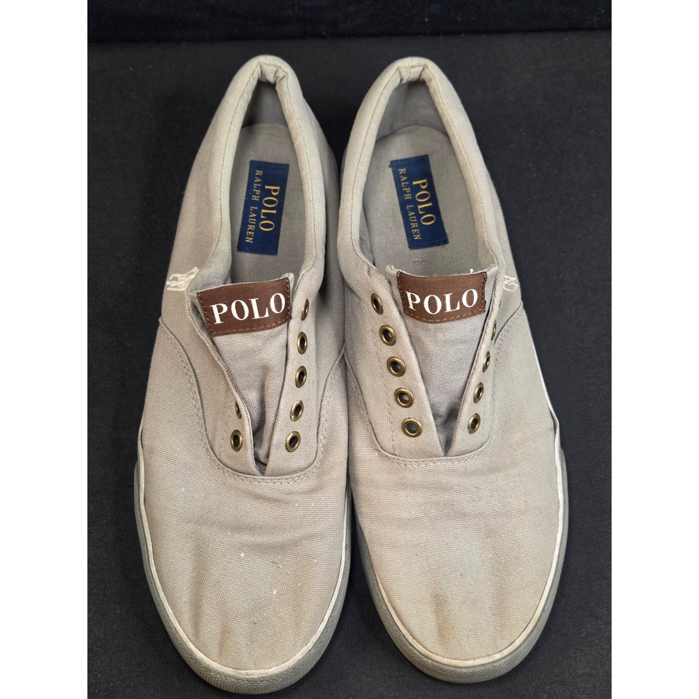 Polo Ralph Lauren Forestmont II Tan Canvas Laceless Sneakers Mens 10.5D
